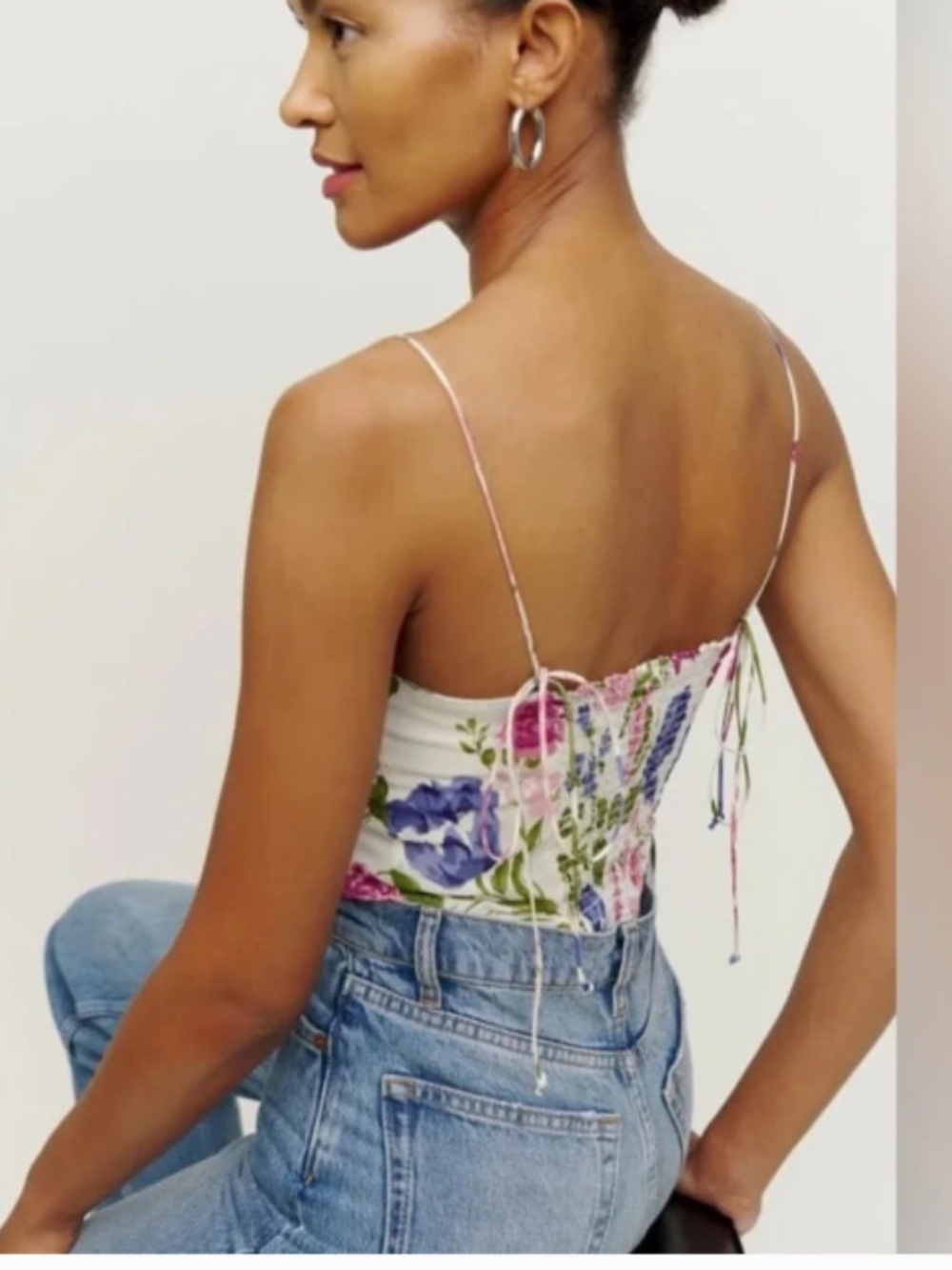 Reformation Liza Top Donna Tie Bodice Tank 10 L - Picture 2 of 8